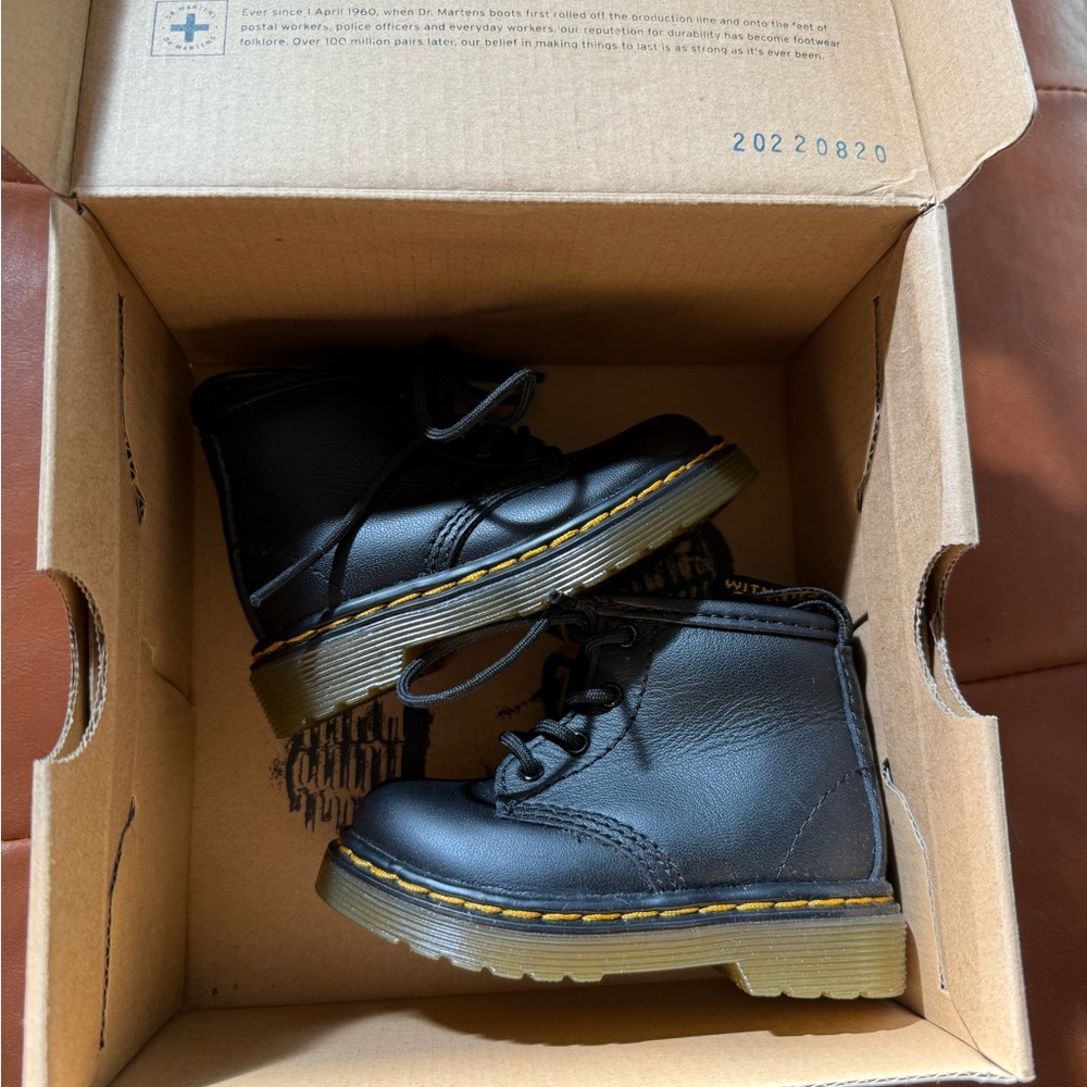 Dr. Martens Kids Black Leather Boots